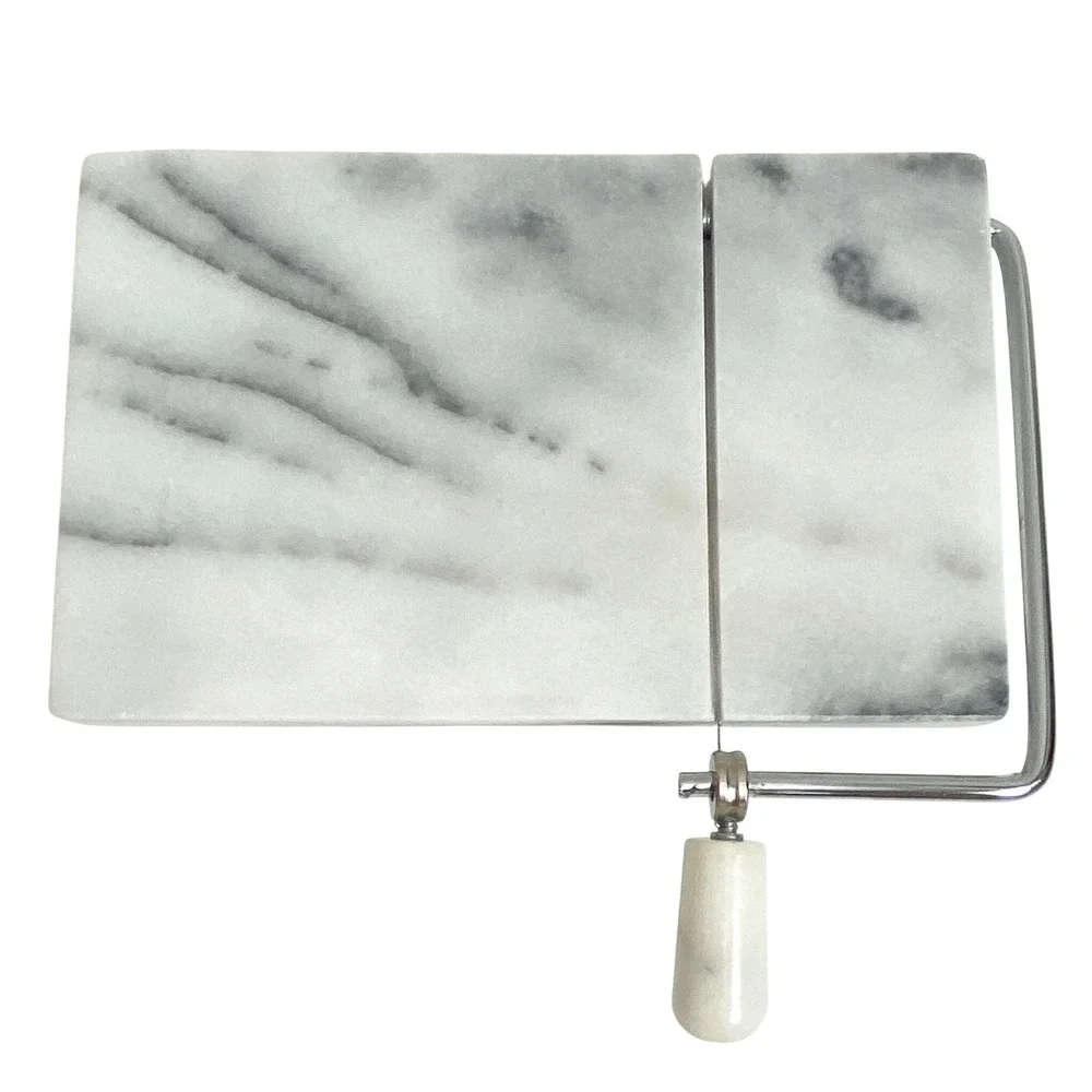 NEW RSVP Marble Cheese Slicer Board Stainless Steel Wire White Gray 8x5 OPEN BOX